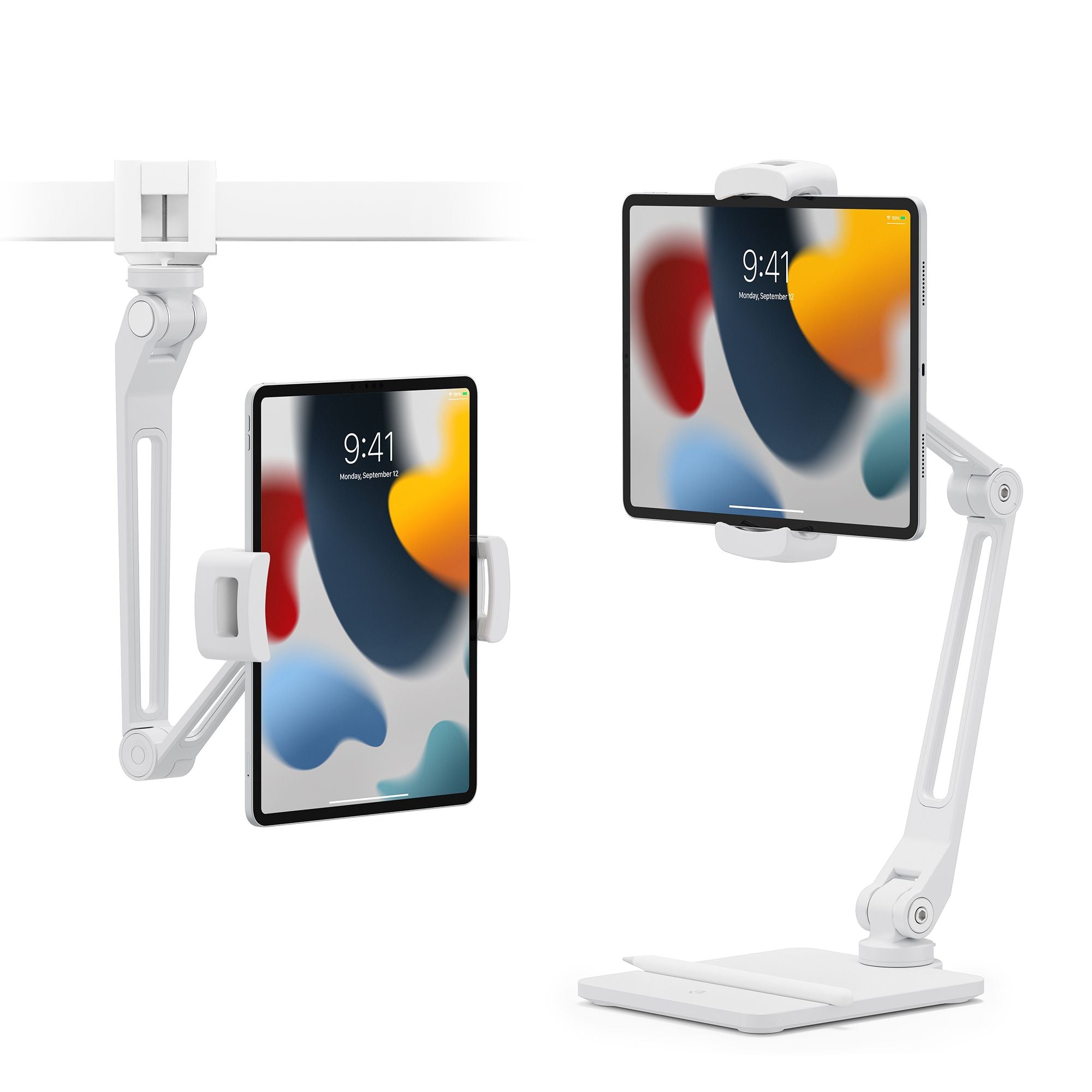 Twelve South HoverBar Duo (2nd Gen) for iPad / iPad Pro/Tablets | Adjustable Arm with Weighted Base and Surface Clamp Attachments for Mounting iPad