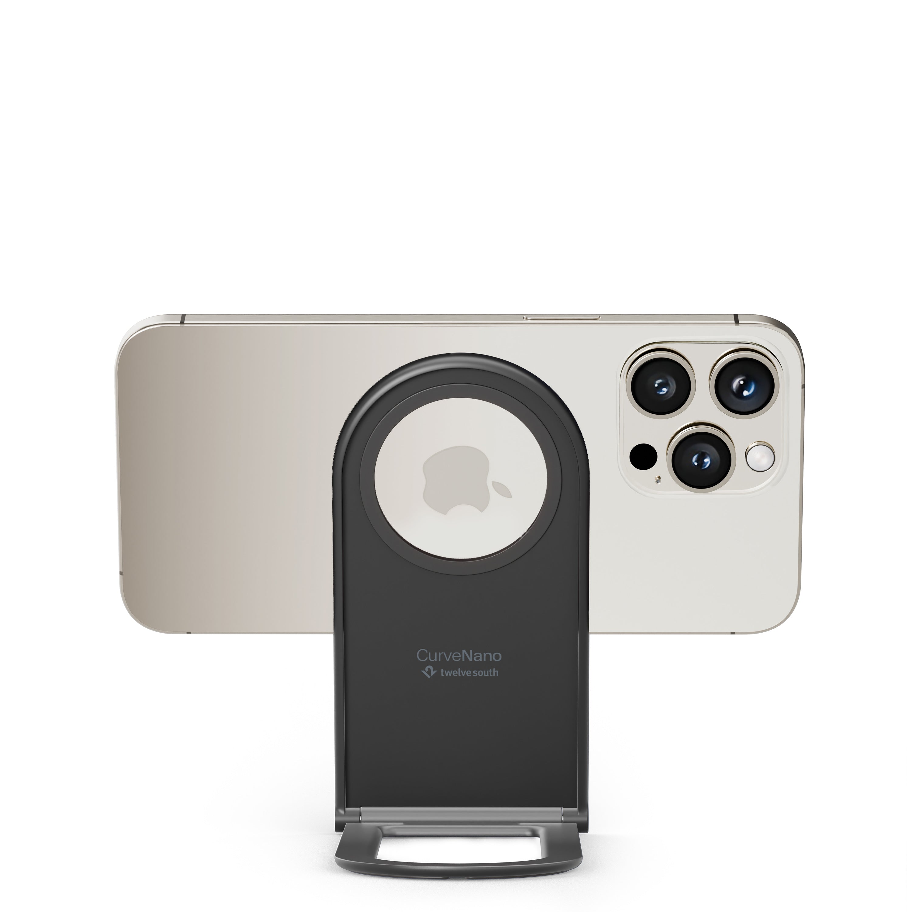 Twelve South Curve Nano | Pocket-sized, fold-flat magnetic stand that holds your Qi2 and MagSafe compatible phone at the perfect angle
