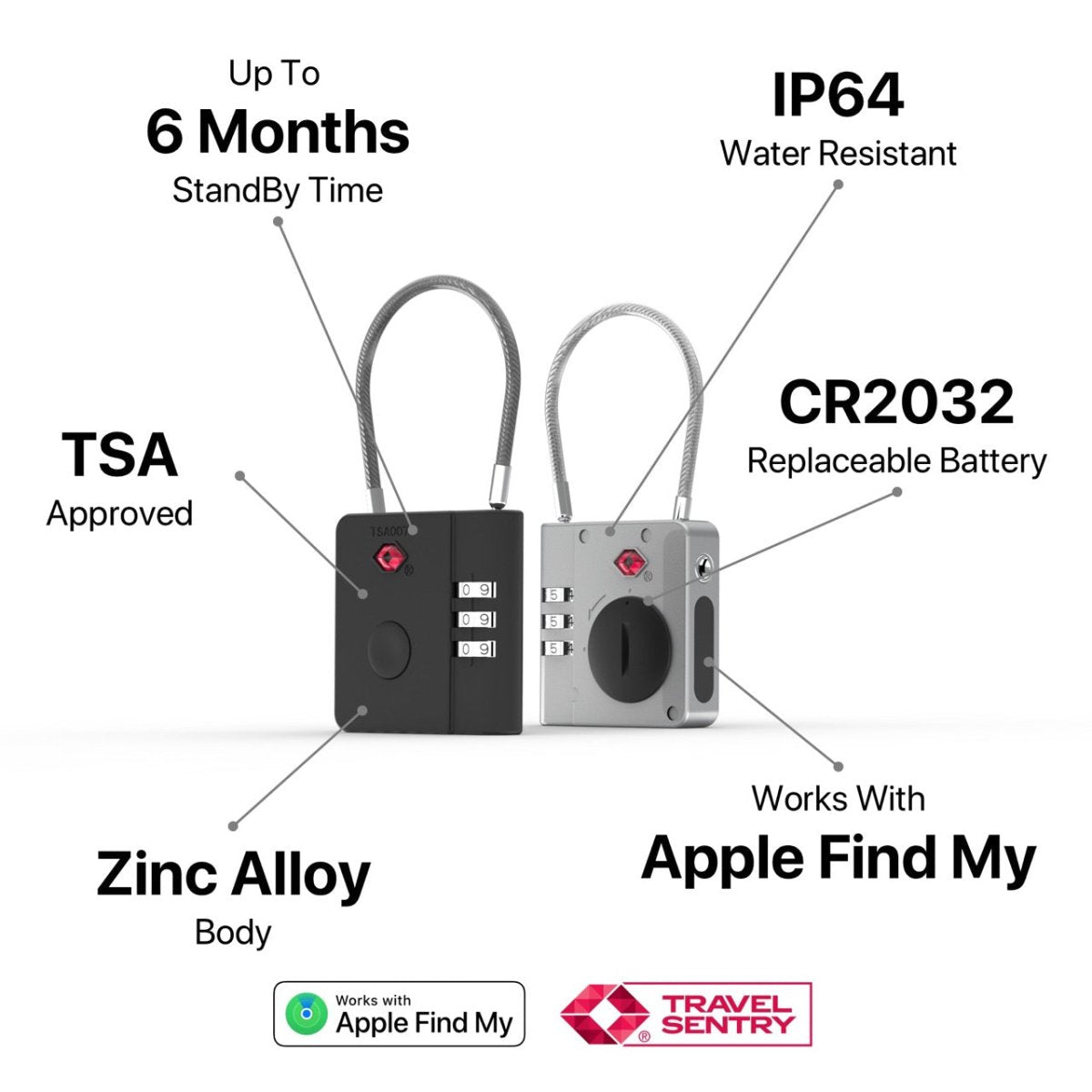 OneAdaptr AirLock - Smart Anti - Loss TSA Travel Lock - Ante ShopOneAdaptrTravel Chargers836528008378AL - 01BK