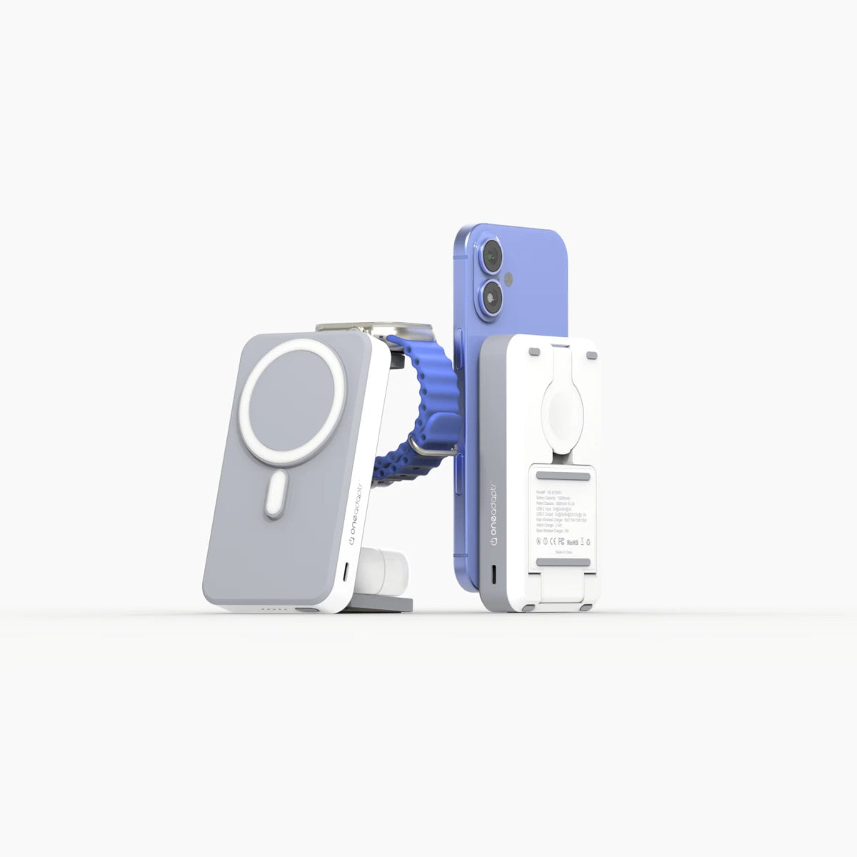 OneAdaptr OneGo 5 - In - 1 Magnetic Wireless Charging Stand with PowerBank (10,000mAH) - Ante ShopOneAdaptr836528008392OG - B10GY