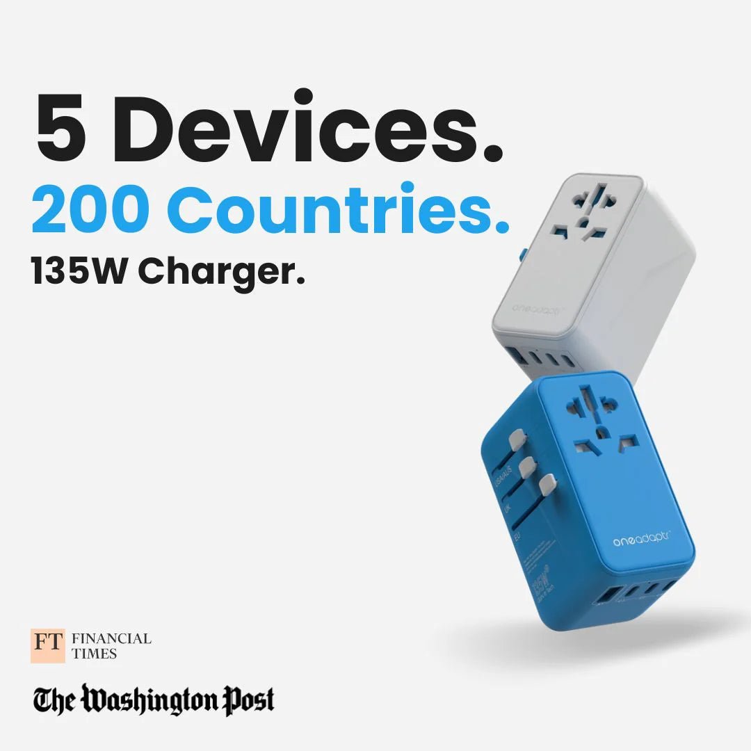 OneAdaptr OneWorld135 International Travel Adapter with 135W USB C charger (White) - Ante ShopOneAdaptrTravel Chargers836528009184PA - ONE - 135WH