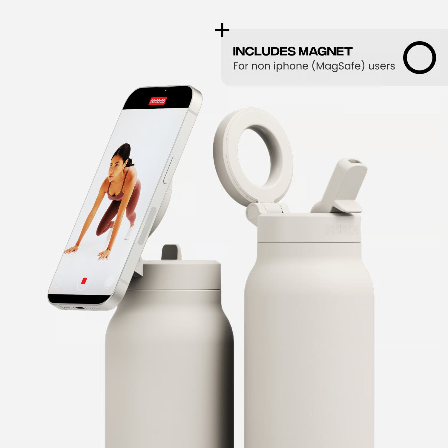 Ringo Pro Water Bottle - The Magnetic Tripod Water Bottle with Sports Straw