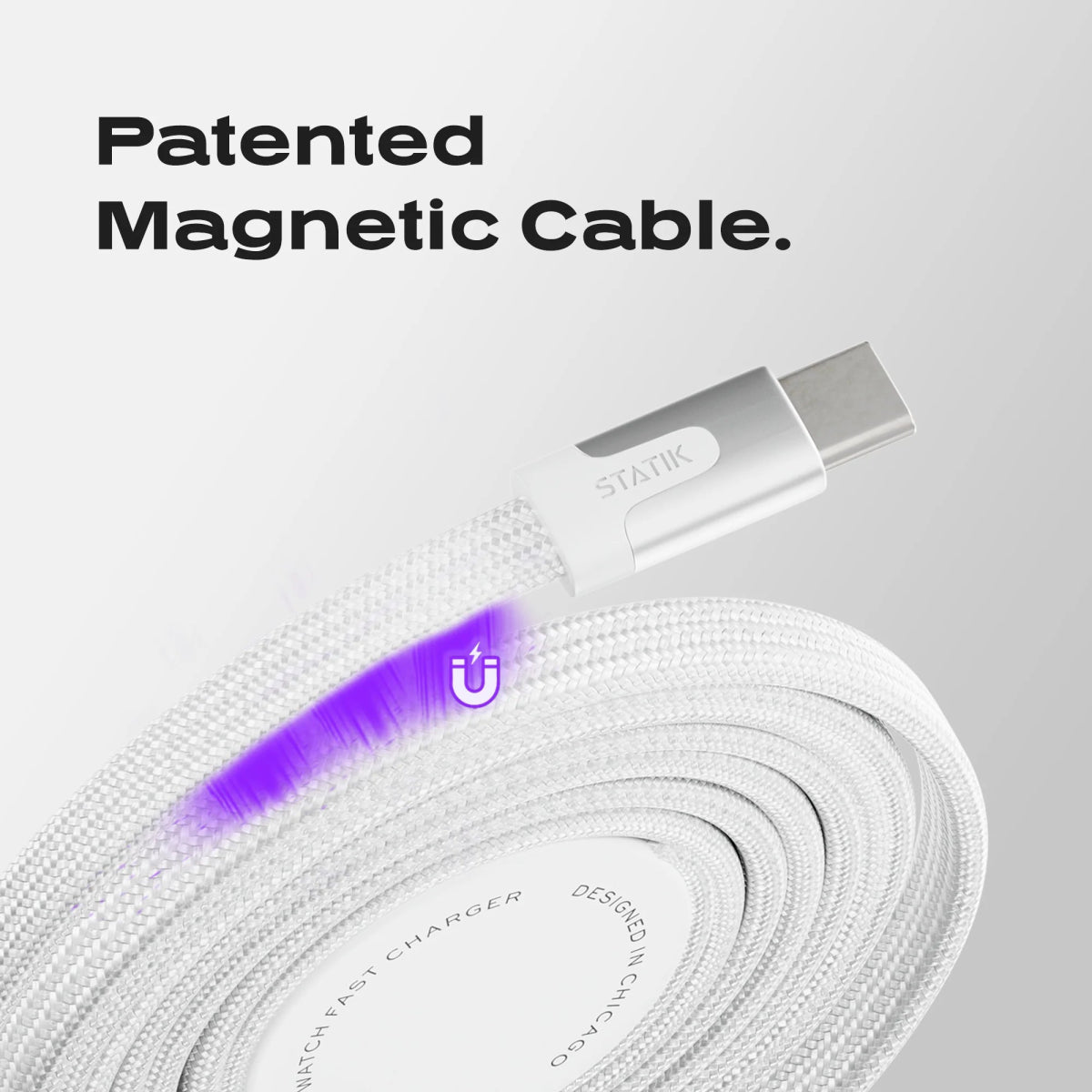 Statik MagStack® Duo 2 - in - 1 Magnetic Charging Cable - Ante ShopStatikCables810024057948PUP - 0497 - 3FT - CC - WHT