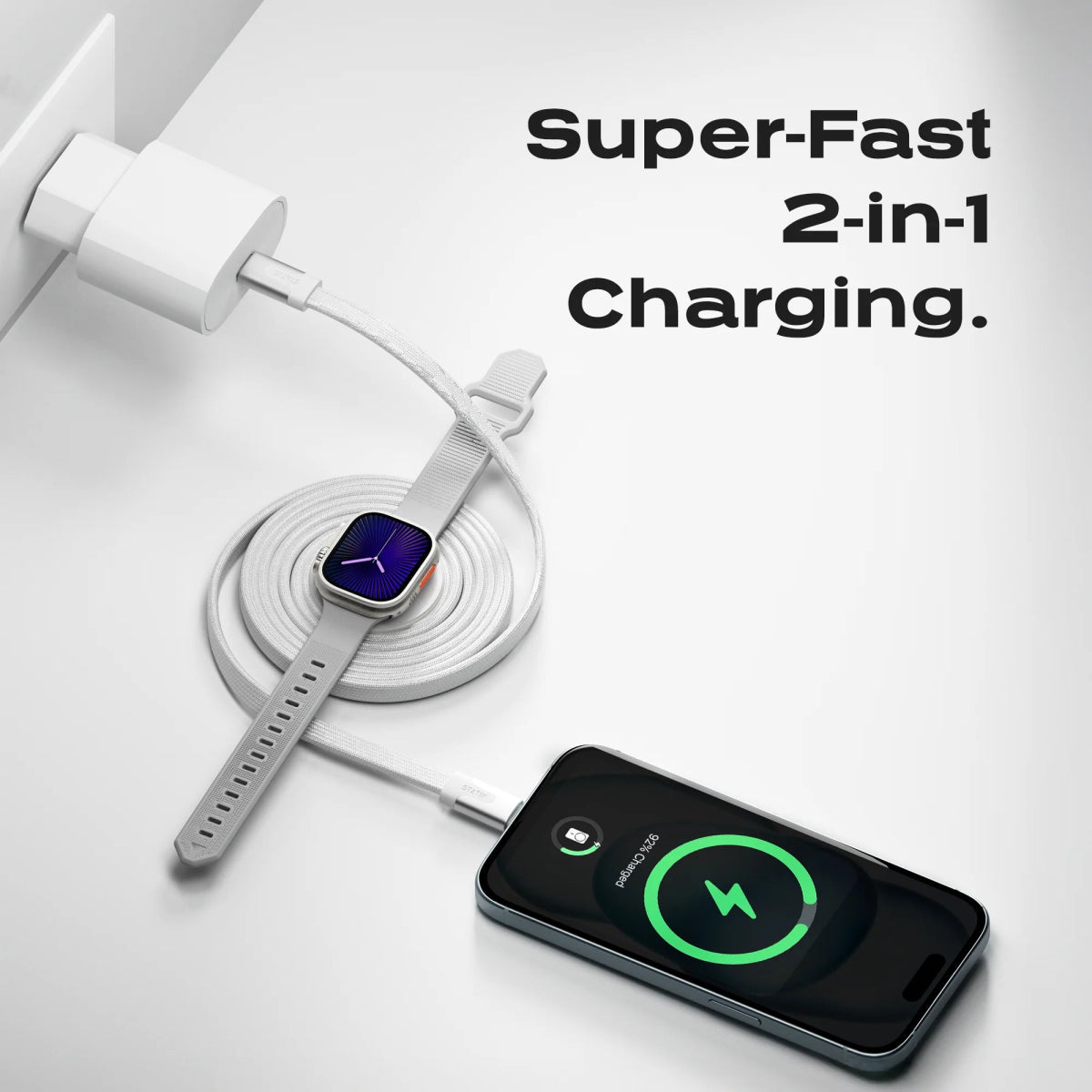 Statik MagStack® Duo 2 - in - 1 Magnetic Charging Cable - Ante ShopStatikCables810024057948PUP - 0497 - 3FT - CC - WHT