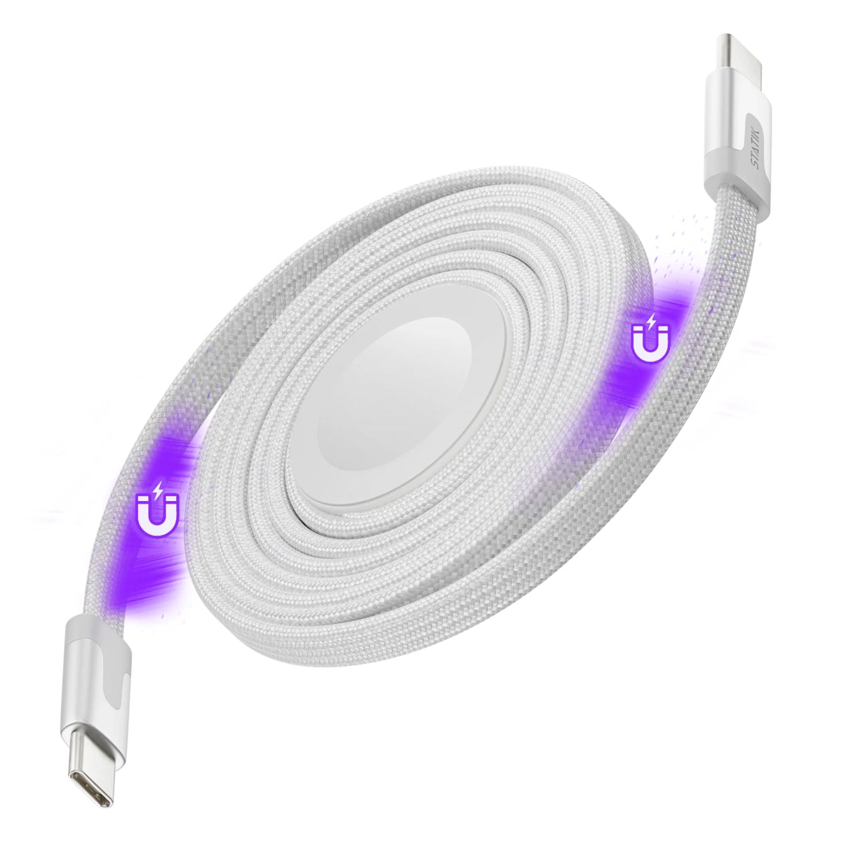 Statik MagStack® Duo 2 - in - 1 Magnetic Charging Cable - Ante ShopStatikCables810024057948PUP - 0497 - 3FT - CC - WHT