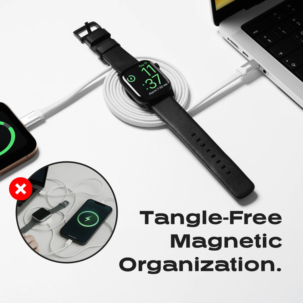 Statik MagStack® Duo 2 - in - 1 Magnetic Charging Cable - Ante ShopStatikCables810024057948PUP - 0497 - 3FT - CC - WHT