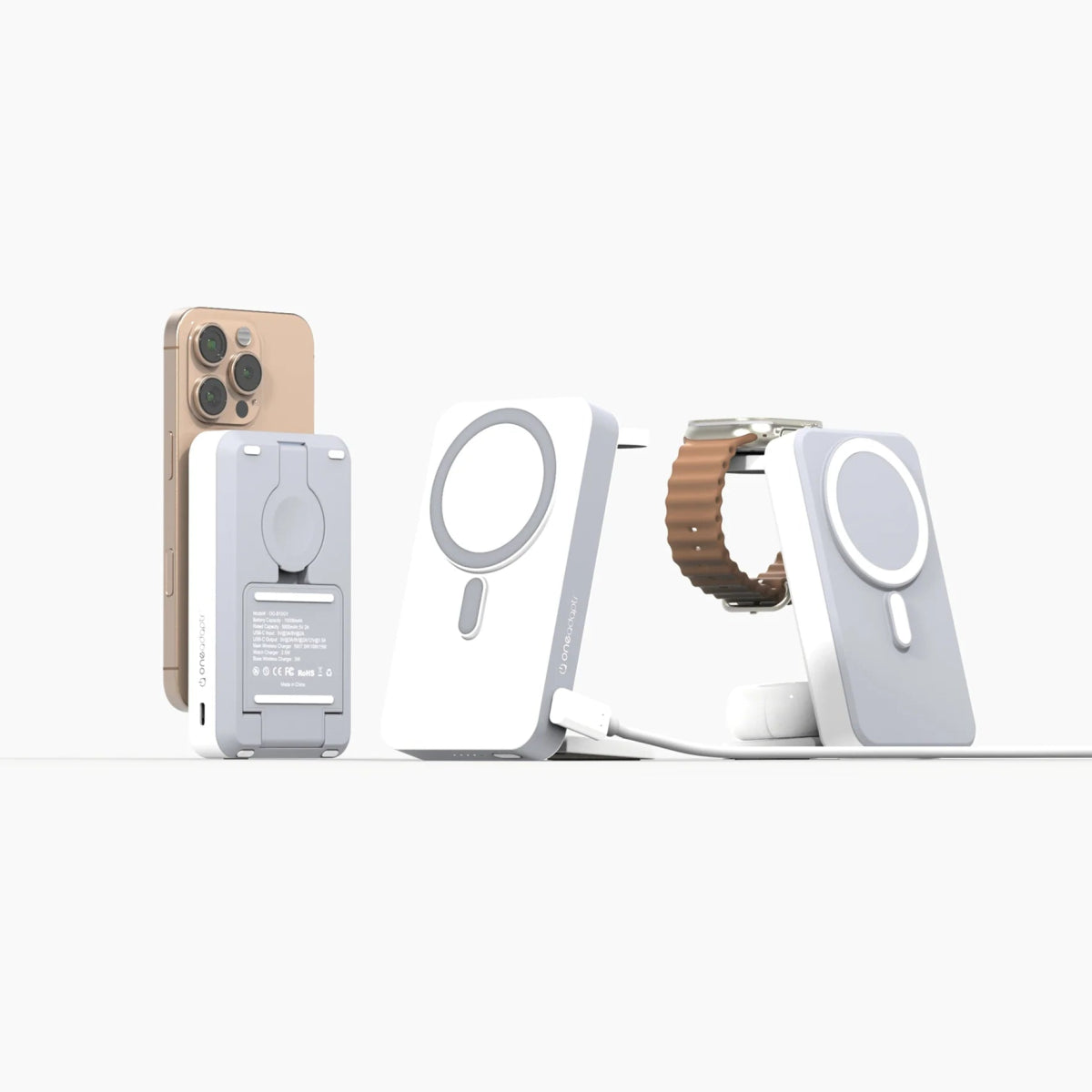 OneAdaptr OneGo 5 - In - 1 Magnetic Wireless Charging Stand with PowerBank (10,000mAH) - Ante ShopOneAdaptr836528008392OG - B10GY