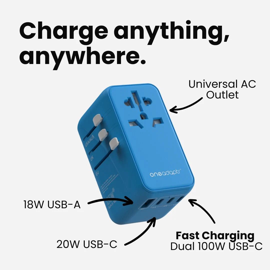 OneAdaptr OneWorld135 International Travel Adapter with 135W USB C charger (White) - Ante ShopOneAdaptrTravel Chargers836528009184PA - ONE - 135WH