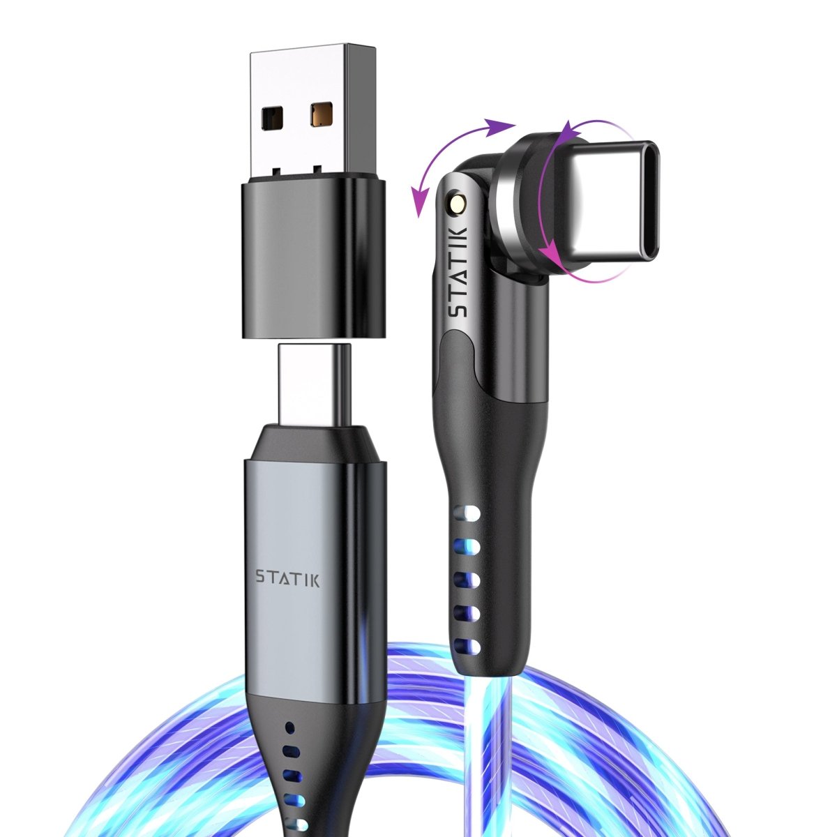 Statik PowerPivot® Globright Pro Fast Charge & Sync | Rotating Tip - Ante ShopStatikCables810024056453PUP - 0465 - 3FT - CC
