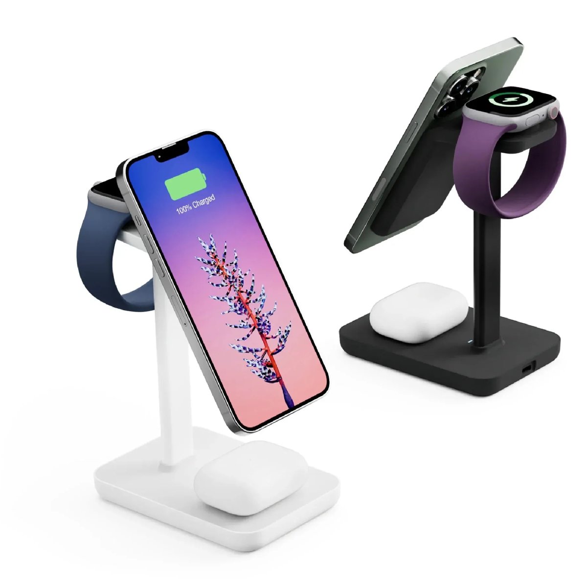 Twelve South HiRise 3-in-1 Magnetic Charging Station for iPhone, AirPods and Apple Watch ft USB-C Cable (black)