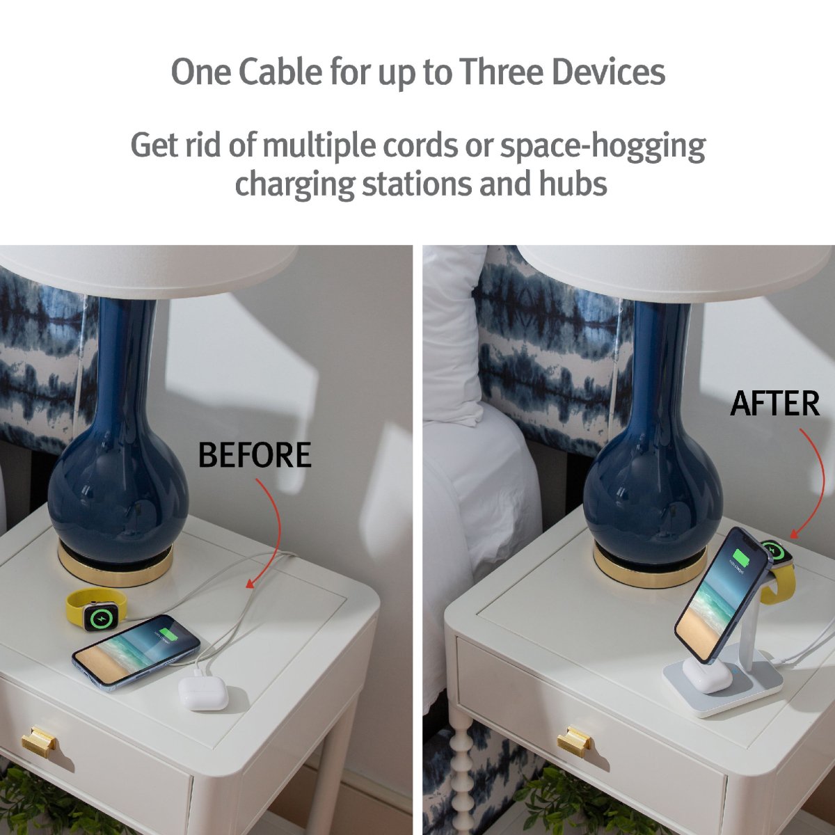 Twelve South HiRise 3 | 3 - in - 1 Magnetic Charging Station for iPhone, AirPods and Apple Watch + 5 ft USB - C Cable (black) - Ante ShopTwelve SouthCharging Stand81137002412712 - 2146