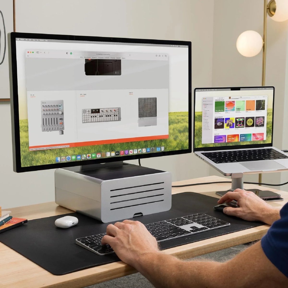 Twelve South HiRise Pro for iMac / Displays/ Monitors | Height - adjustable stand w/ storage, reversible front + leather inlay - Ante ShopTwelve SouthComputer Risers & Stands81137002171312 - 1719