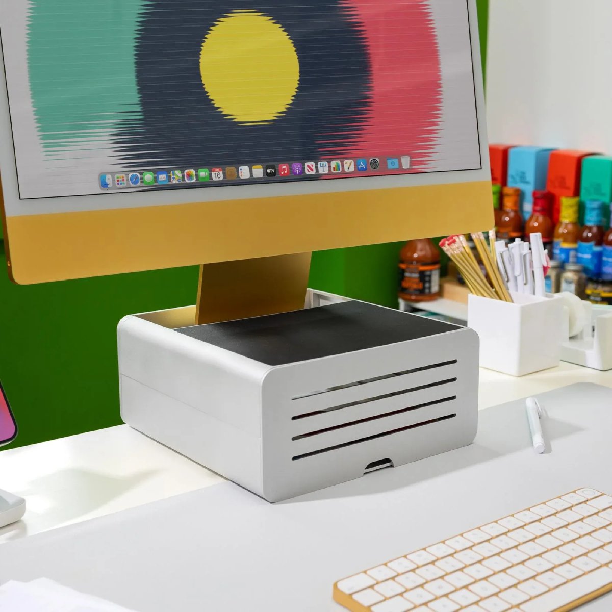 Twelve South HiRise Pro for iMac / Displays/ Monitors | Height - adjustable stand w/ storage, reversible front + leather inlay - Ante ShopTwelve SouthComputer Risers & Stands81137002171312 - 1719