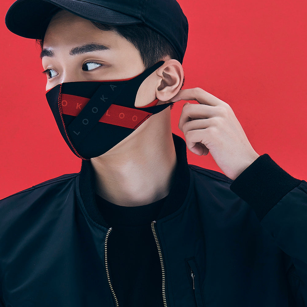 LOOKA MASK Protective Washable and Reusable Air Mask - X BAND Black Red (Made in Korea)