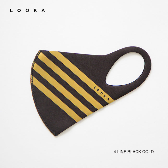 LOOKA MASK Protective Washable and Reusable Air Mask - 4 Line Black Gold (Made in Korea)