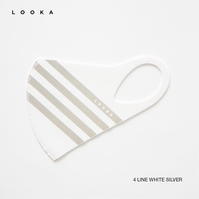 LOOKA MASK Protective Washable and Reusable Air Mask - 4 Line White Silver (Made in Korea)