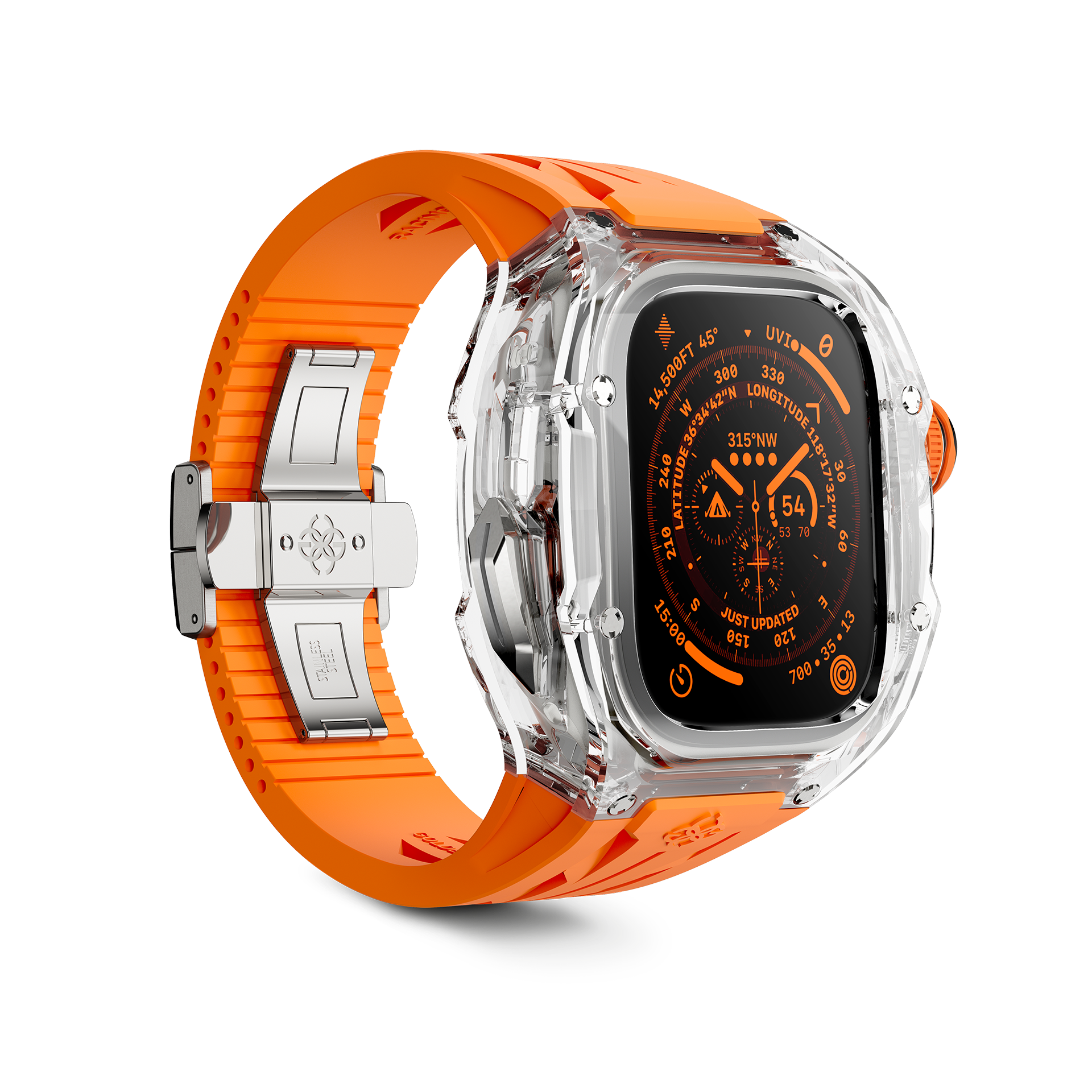 Golden Concept Apple Watch ULTRA 49MM Case+Strap / Racing Sport Transparent  (RSTR) - SUNSET ORANGE
