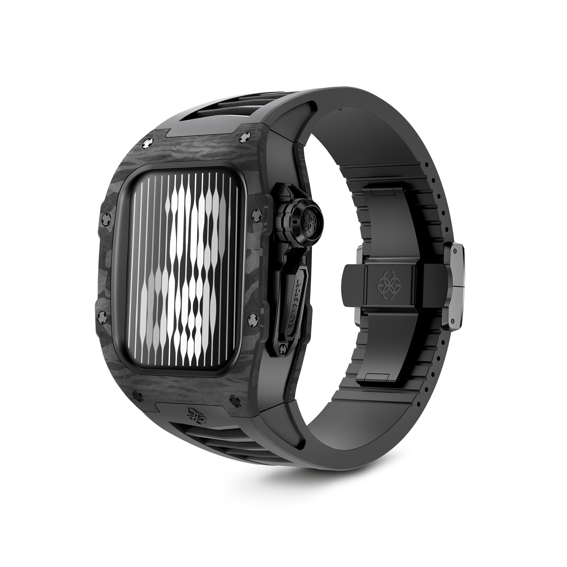 Golden Concept Apple Watch 45MM Case+Strap / Racing Sport Collection (RSCII) - BLACK ON BLACK