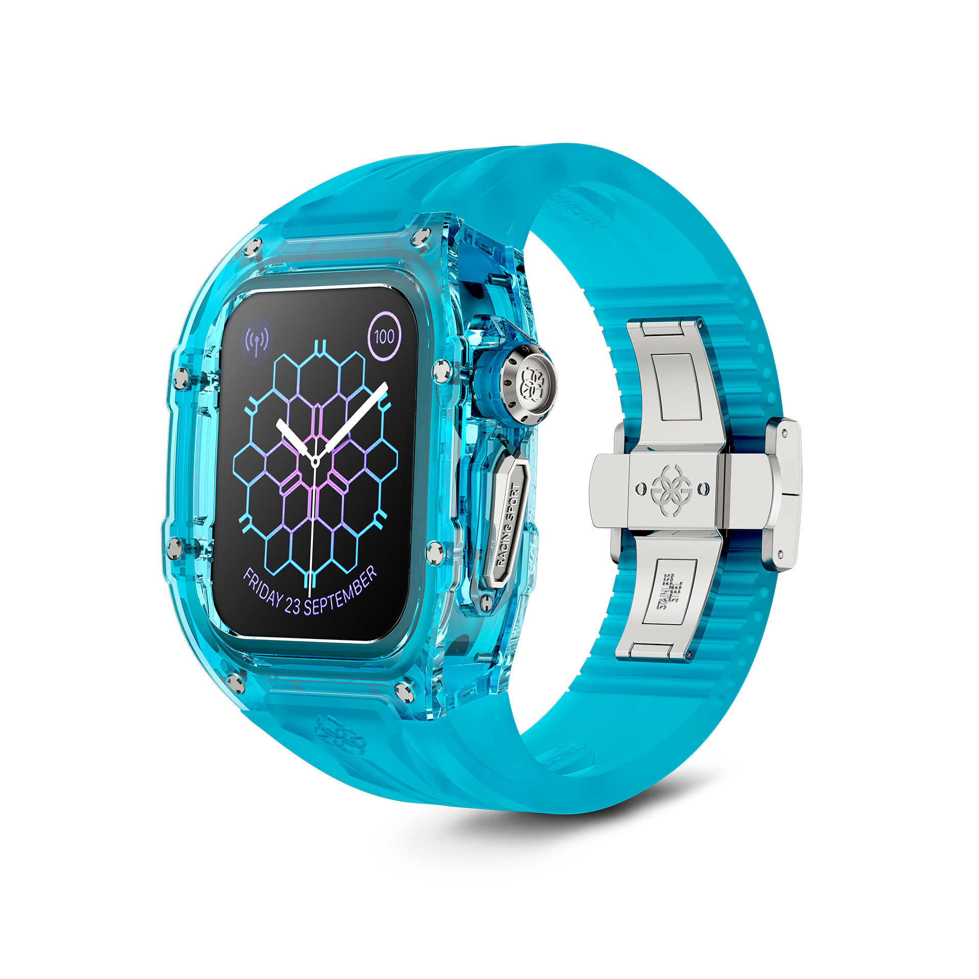 Golden Concept Apple Watch 45MM Case+Strap / Racing Sport Transparent (RSTR) - AQUA MINT